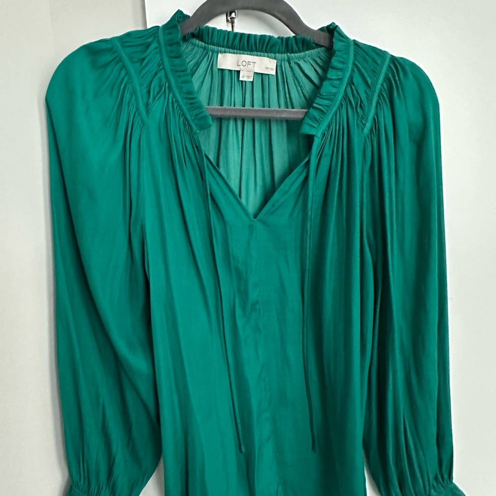 LOFT Teal Long Sleeve Blouse